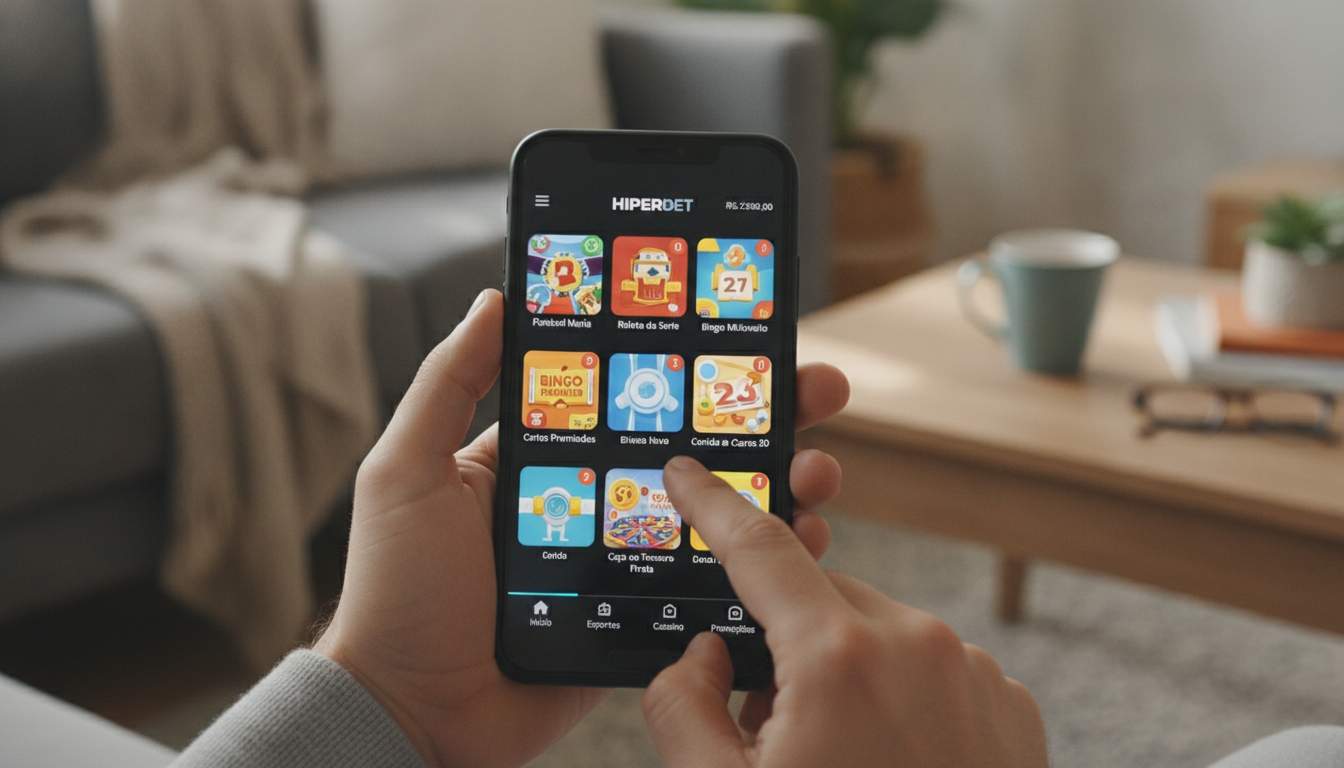 Jogos do Aplicativo Hiperbet Tela do aplicativo Hiperbet exibindo jogos variados