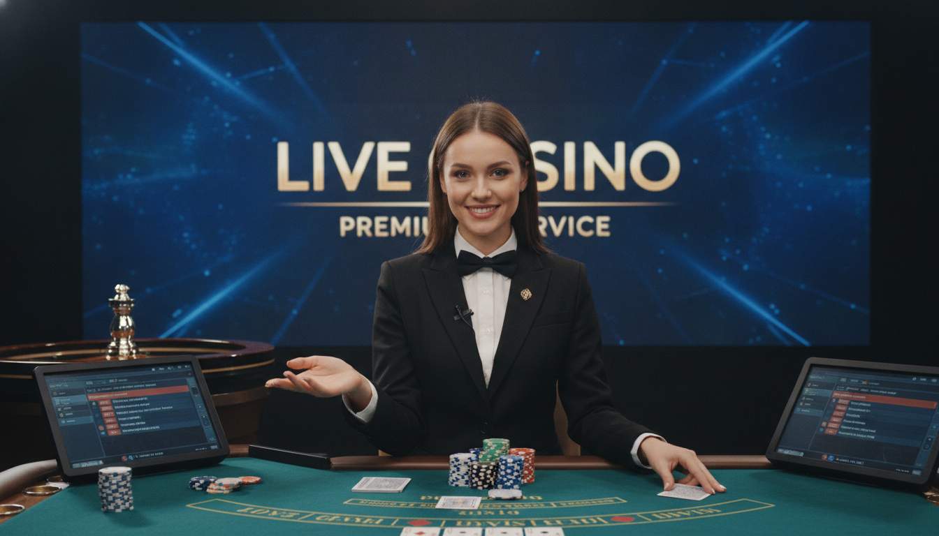 Dealer profissional em ação Dealer profissional em um cassino ao vivo